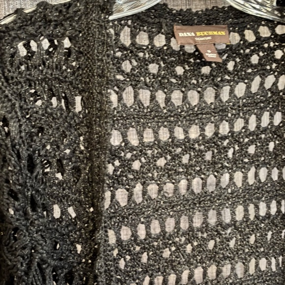 Dana Buchman Women's Sweater Shrug SZ Small Open Front Crochet Black - Picture 2 of 5